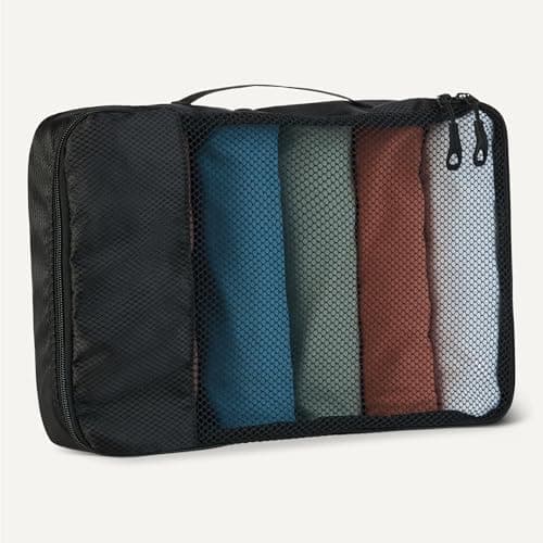 Amazon Essentials 4-Piece Packing Cubes Travel Accessories Set, Luggage Organiser with Double Zip, Mesh Top, 100% Polyester, Medium, Black (Previously Amazon Basics) — view 4