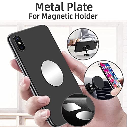 SALEX Replacement Metal Plates Set 8 Pack for Magnetic Car Phone Holders, Wall, Air Vent Mounts, Cases, Magnets. Kit of 4 Silver Round and 4 Rectangular Iron Discs Without Holes. 3M Adhesive Backing. — view 4