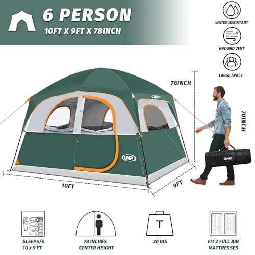 UNP 6 Man tent, Large Family Tent for Camping Stand Up — view 2