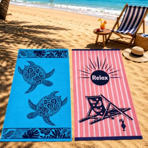 Large Egyptian Luxury Beach Towels For Adults 100% Cotton - Pack of 2 — view 2
