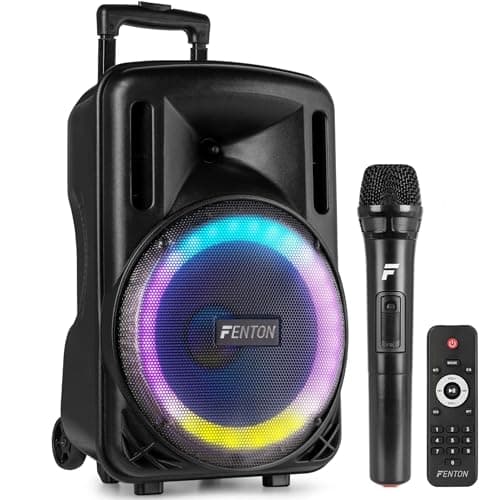 Fenton FT10LED MK2 10-Inch Portable PA System, 450W, Battery, Mic