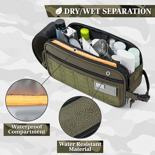 PAVILIA Tactical Toiletry Bag Men, Water Resistant Molle Military, Olive XL — view 2