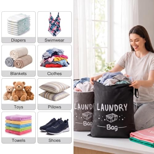 Mnuwoee 4pcs Large Travel Laundry Bags Dirty Clothes Washing Bag Travelling — view 5