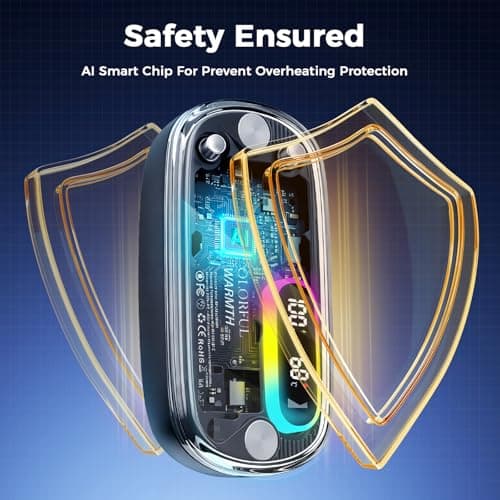 Magnetic Hand Warmers Rechargeable 2 Pack, Electric Hand Warmer Reusable with RGB Lights, 4 Heating Levels & Digital Display,Portable Pocket Handwarmers Heater Gifts for Men Women Golf Skiing Gaming — view 6