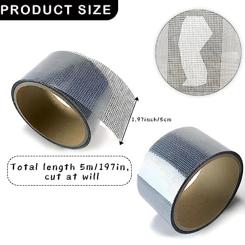 Skyzone Screen Repair Tape, 5cmx5m Self-Adhesive Fiberglass Repair Kit Mesh Patch Mosquito Net Repair Tape Waterproof Screen Patch for Door and Window Screen Repair Anti-Mosquito (Grey) — view 3