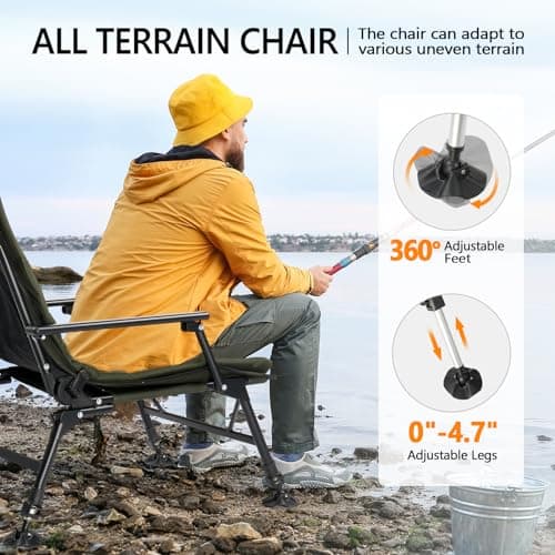 Bonnlo Professional Foldable Fishing Chair, Camping Chair with Footrest — view 4