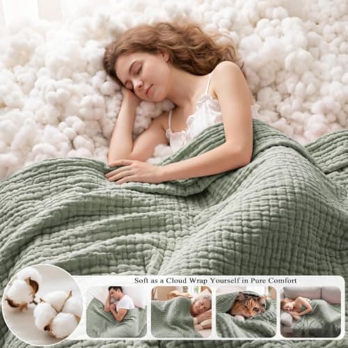 Exclusivo Mezcla 6-Layer 100% Cotton Large Muslin Throw Blanket, 130x170cm — view 6
