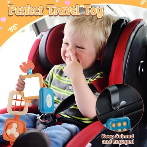 ZCOINS Foldable 5-Panel Activity Busy Cube for Toddlers 18M+, Home & Travel Montessori Sensory Busy Board with Fine Motor Activities, Independent Play Baby Toy Airplane Essentials & Learning Gift — view 5