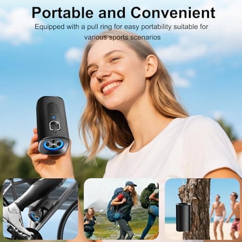 Bluetooth 5.4 Speaker Portable Wireless Speaker with Stereo Sound, Extra Bass, IPX7 Waterproof shower speaker, 15H Playtime, Built-In Mic, Durable Loud Outdoor Speaker for Travel, Sport, Gift, Black — view 6