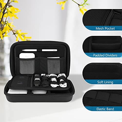 ProCase Hard Travel Electronic Organizer Case for MacBook Power Adapter Chargers Cables Power Bank Apple Magic Mouse Apple Pencil USB Flash Disk SD Card Small Portable Accessories Bag -XL,Black — view 5