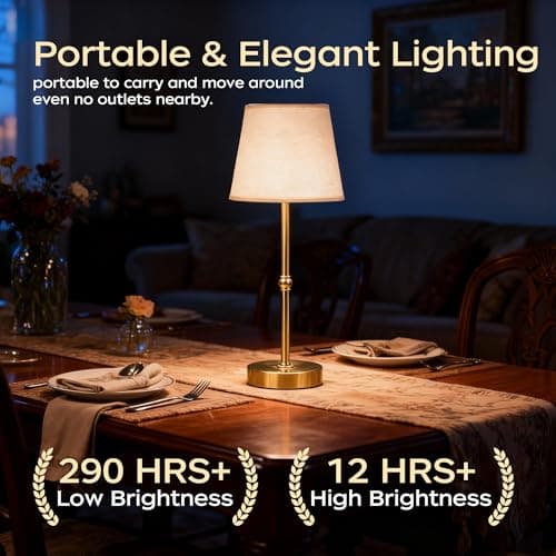 fuaoddda Cordless Rechargeable Table Lamp, 3000K USB Bedside Lamp Gold — view 2