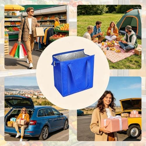 Reusable Insulated Food Tote Bags 2 Pieces 30x18x33cm - Zipped — view 4