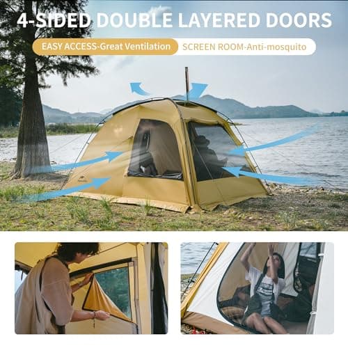 Naturehike 4 Hot Seasons Waterproof Camping Winter Thermal Family Tent with Chimney 2-4 Persons for Camping, Car Travel — view 2