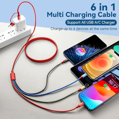 Minlu Multi Charger Cable, 4 in 2 USB Charging Cable 3.5A 1.2M, Nylon — view 3