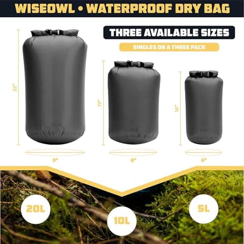Ceciliec 3 Pack Waterproof Dry Bag, 5L/10L/20L Waterproof Bags for Outdoor Activities and Water Sports, Camping, Boating, Kayaking, Fishing, Lightweight & Airtight — view 2