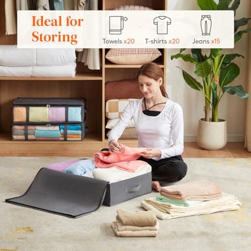 Lifewit 2 Pack Under Bed Storage,40L Clothes Storage Bags with Clear Window — view 4