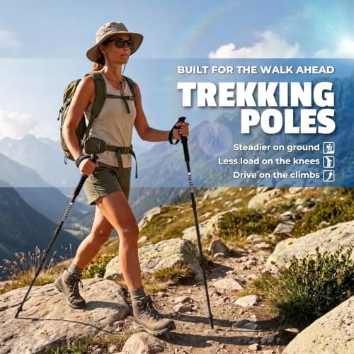 Straame Telescopic Walking Sticks 2 Pack, 65-130cm Trekking Poles (Black) — view 2