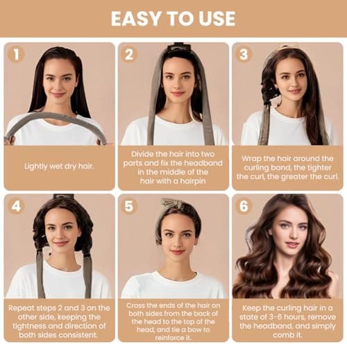 BUTBU Heatless Curlers Headband, 5PCS No Heat Hair-Curlers and Rollers — view 6