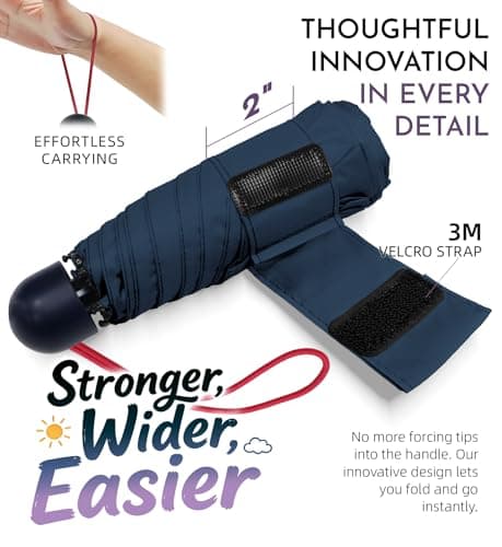 LILAC Mini Compact Folding Umbrella, Travel Pocket Rain Sun UPF 100+ UV — view 5