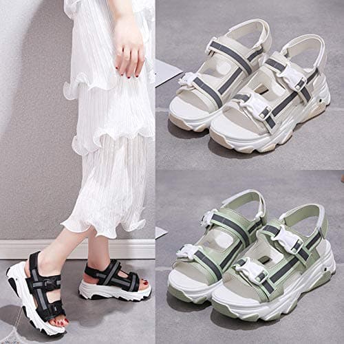 Nwarmsouth massage slippers sandals,Ladies Platform Sandals, Adjustable Sports Shoes-Off White_UK6.5,Unisex Adults Beach & Pool Shoes — view 5