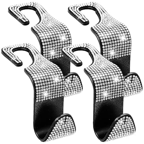 4PCs Car Seat Hooks,Bling Car Headrest Hooks,Back Seat Headrest Hanger