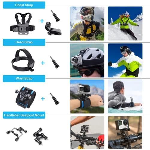Artman Action Camera Accessories Kit 60-In-1 for Hero 13 12 11 10 9 Insta360 X5 X4 X3 X2 GO3S DJI OSMO Action 6 5pro 4 Osmo 360 SJCAM DBPOWER AKASO VicTsing APEMAN WiMiUS QUMOX Lightdow Sony Sports DV — view 4