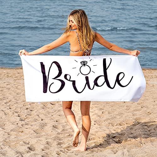 Ethisa Bride Beach Towel for Honeymoon and Bachelorette Party - Classic Design for Beach Bachelorette Party - Mrs Beach Towel for Bride To Be - Just Married Beach Wedding and Engagement Gift - 60"x30" — view 2