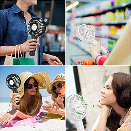 Miady 2-Pack 5000mAh Handheld Portable Fan(7-20 Hours Runtime), USB C Rechargeable Battery Operated 3 Speed Mini fan for Home Office Travel Outdoor and Camping — view 6