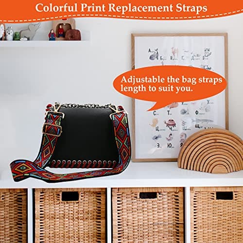 Wide Shoulder Bag Strap, Adjustable Replacement Handbag Straps Crossbody Bag Straps Purse Straps Canvas Bag Strap with Metal Swivel Hooks (Colorful) — view 5