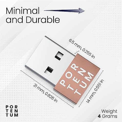 PORTENTUM USB c to USB Adaptor - 480 MB Speed - Premium Zinc Allow with High Heat Resistance - USB to USB C adapter - Rose Gold — view 5
