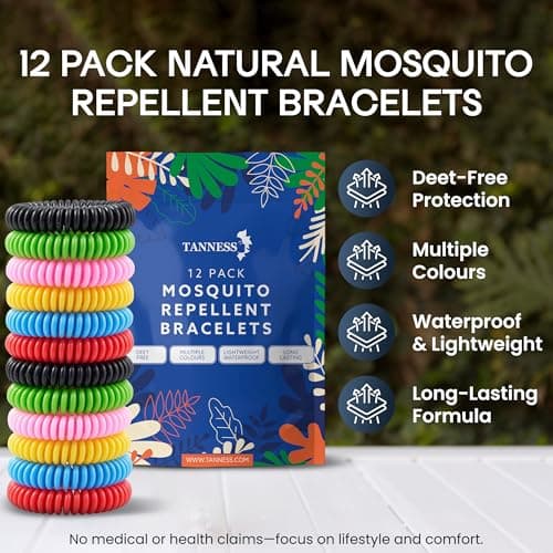 Tanness 12 Pack Mosquito Repellent Bracelet – Non-Toxic DEET-Free Bug & Insect Repellent Bands, Waterproof Mosquito Bands, Bracelets, Travel & Holiday Essentials for Kids & Adults — view 2