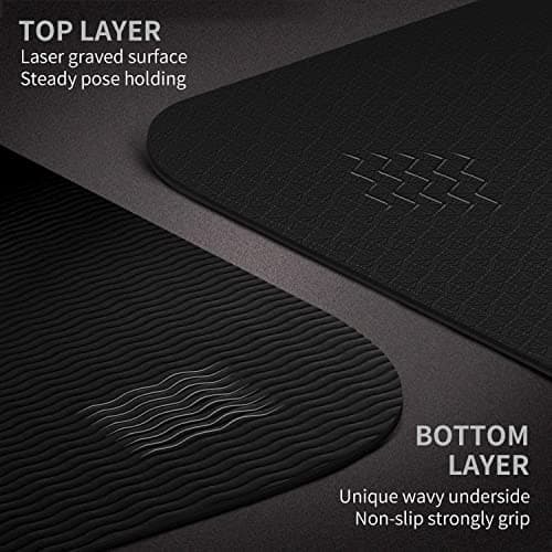 CAMBIVO Extra Long Yoga Mat for Tall Yogis - 213x81cm XL TPE Exercise Mat for Professional Practice for Stretching & Planks - Non-Slip Fitness Mat with Carrying Strap Included (Black) — view 4