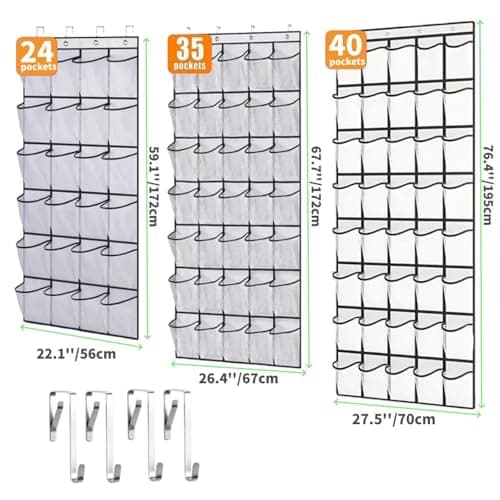 Over the Door Shoe Organiser, 40 Pocket Hanging Shoe Holder for Bedroom — view 5