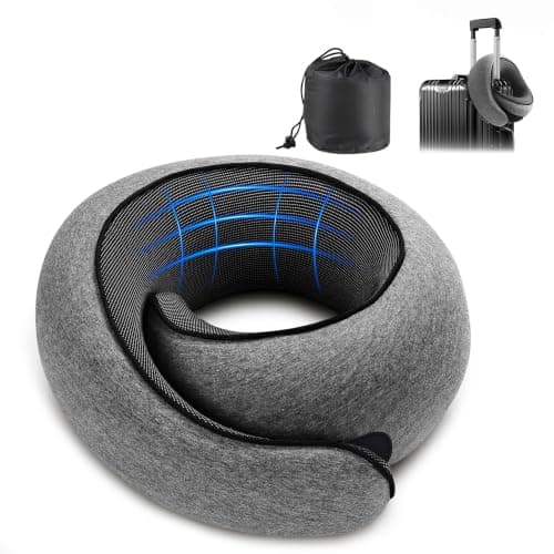Daitore Travel Pillow Memory Foam 360°Neck Support Pillows Removable Breathable Neck Pillow Airplane with Storage Bag for Car Flight Sleep Train Travel Essentials