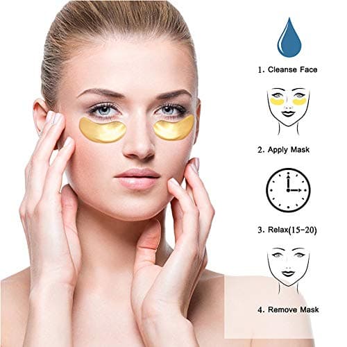 Premium Crystal 24K Gold Powder Gel Collagen Eye Mask 25 Pairs, Eye Treatment Masks for Women and Men, Moisturiser, Anti Aging, Anti Wrinkle, Remove Eye Bags, Dark Circles, Puffy Eyes — view 6