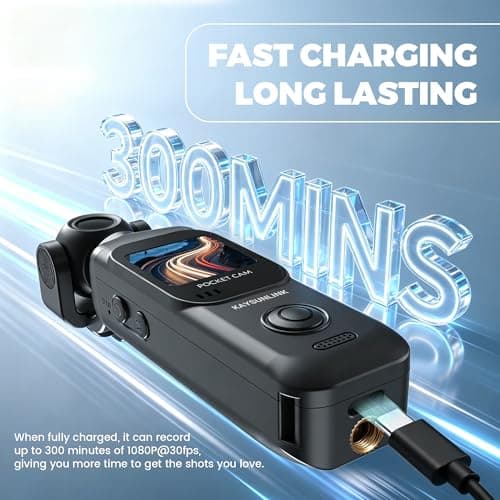 Kaysunlink 1080P Vlogging Camera with 270°Rotatable Lens, Handheld POV Pocket Camera with Touch Screen & WIFI, 5 Hours Power, One-button Recording Camcorder with 64GB Card for Daily Use, Travel, Black — view 6
