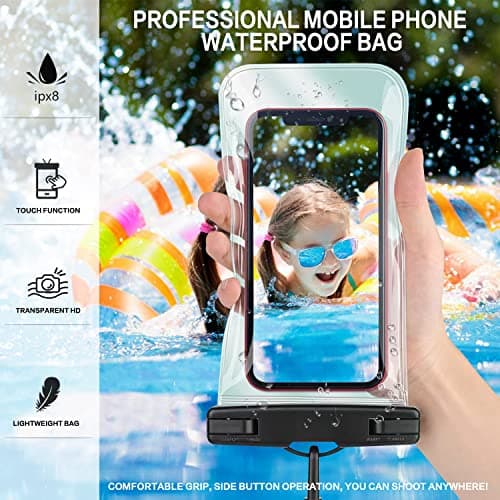 Laizego Waterproof Phone Pouch, 2 Pack Universal IPX8 Waterproof Phone Case for Swimming, Underwater Phone Dry Bag for iPhone 17 16 15 14 13 Pro Max Plus XS, Samsung S26 S25 S24 up to 7" white — view 2