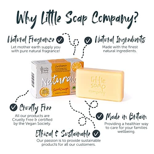 Little Soap Company Naturals Range - Bar Soap | Vegan, Cruelty Free, No SLS or Parabens, Refreshing Cleansing Soap bars, Natural Eco Friendly Body & Hand Soap, 100g (Sweet Orange) (Pack of 4) — view 4