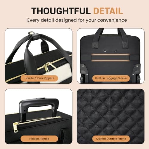 RUCYEN Rolling Laptop Bag,Rolling Briefcase for Men & Women,Laptop Briefcase on Wheels,Carry On Bag for Business Travel, Black-White, 15.6", Classic — view 6