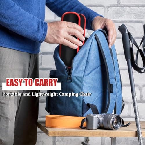 ruitao Trail Folding Camping Chair, Lightweight Outdoor Chair, Heavy Duty Tubular Steel Frame, Fast-Drying Polyester, Carry Bag, 100kg Capacity for Travel, Backpacking, Hiking, Picnics, Fishing — view 6