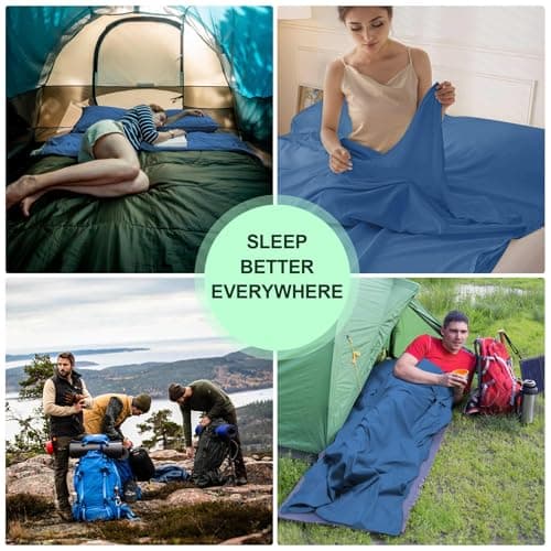 BREENHILL Double Sleeping Bag Liner, Camping Travel Sheet, Zip, Blue 180cm — view 5