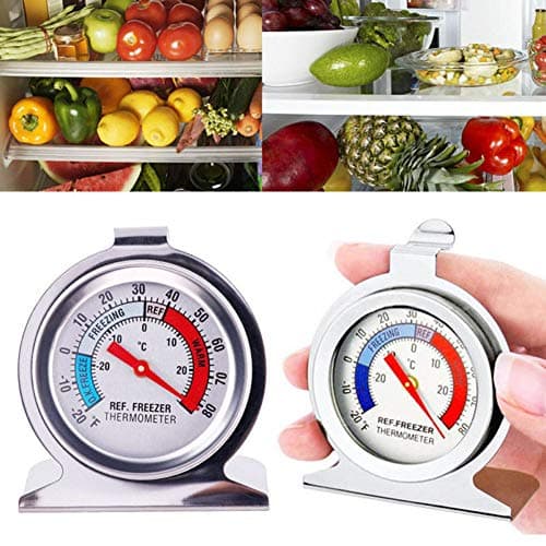 Fridge Thermometer Refrigerator Thermometer,INRIGOROUS Pack of 2 Stainless Steel Dial Fridge/Freezer Thermometer with Hanging Hook and Retractable Stand (Dial Style) — view 3