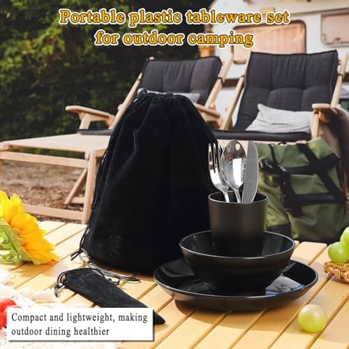 Kyraton Camping Utensils - Mess Kit for Travel, Picnic, Outdoor, Gear Include Knife, Spoon, Fork Cutlery Set, Cup, Bowl, Plate, Camping Essentials for 1 — view 3
