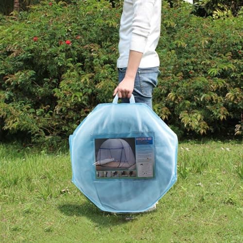 GLKEBY Pop Up Mosquito Net for Double Bed, 180 * 200 * 150cm Large Portable Tent Travel Double Door Zipper Bed Net, Easy Installation,Fine mesh,for Bedroom Outdoor Camping,No Hooks Easy operation — view 5
