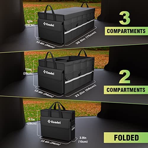K KNODEL Car Boot Storage Organiser with Cover for SUV (Large, Black) — view 5