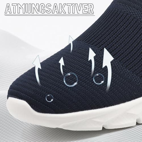 Mens Trainers Slip on Trainers Walking Running Sneaker,Blue,Size 9 UK — view 4