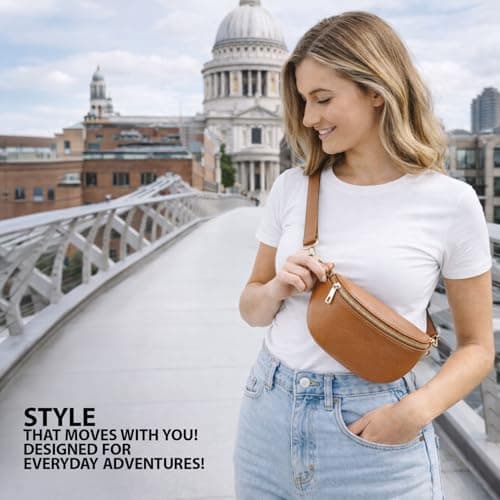 Woodland Leathers Cross Body Bag for Women Genuine Italian Leather Cross Over and Bumbags for ladies, Convertible Crossbody Sling Bag leather Belt Bag for Women with Adjustable Strap (Navy) — view 2