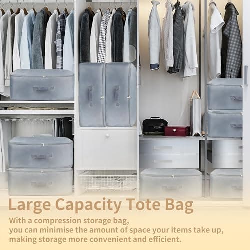 Self-Compressing Storage Bag, Large Movable Duvet Organiser, Grey — view 5