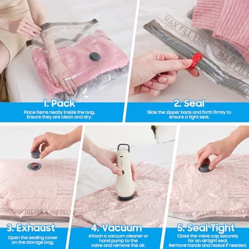 Vacuum Storage Bags,Wireless Electric Air Pump, Portable Electric Pump Vacuum Bags - Maximize Space for Travel & Home (5x 40x50cm, 5x 40x60cm, 5x 50x60cm) — view 3