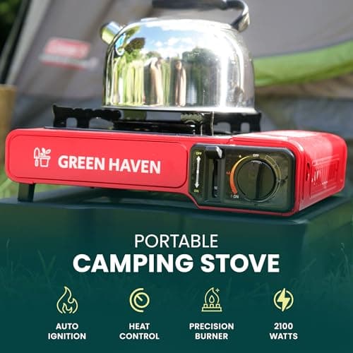 Green Haven Camping Stove Portable | Gas Cooker, Case & 4 Canisters — view 2